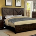 thumbnail image 6 of Rustic Style Dark Walnut Transitional Bedroom Furniture 1pc Bed Plank Style HB FB Eastern King Size Bed Solid Wood, 6 of 6