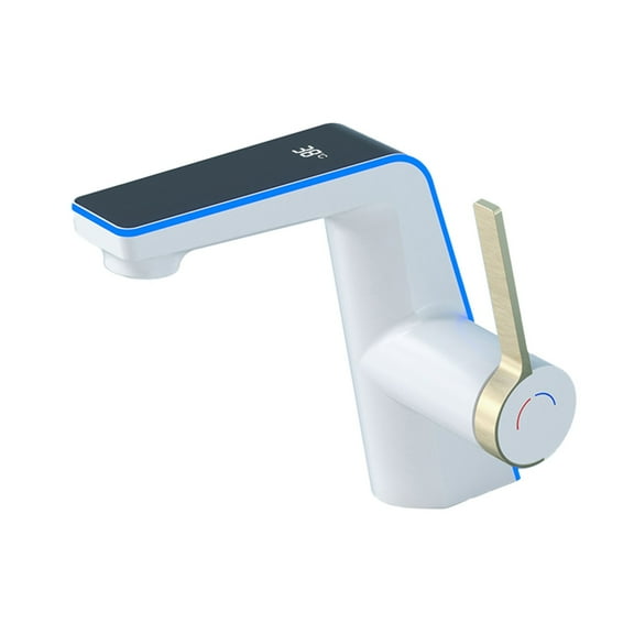 Single Handle Brass Vessel Sink Faucet with Smart Digital Display for Modern Bathrooms