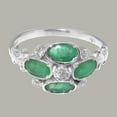 thumbnail image 5 of LBG British Made 9k White Gold Natural Diamond & Emerald Womens Statement Ring - 33 size options - Size 11.5, 5 of 6