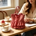thumbnail image 4 of Tanyzvel Double Tier Gingham Ruffle Drawstring Tote Bag for Women, 4 of 5