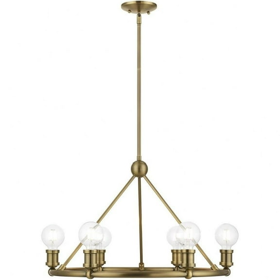6 Light Chandelier in Transitional Style-19.5 inches Tall and 25 inches Wide-Antique Brass Finish Bailey Street Home 218-Bel-4829248