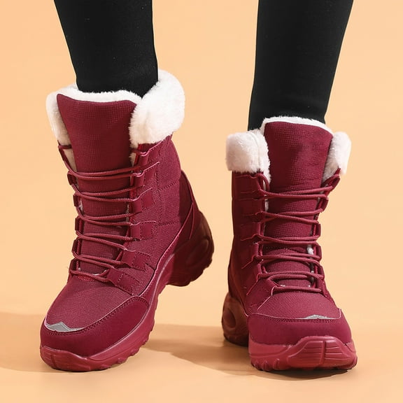 XIMIN Women's Thermal Insulated Boots Wear-Resistant Cozy Plush Non-Slip Waterproof Long Boots Lightweight Warm for Daily Comfort Winter Outdoor Hiking
