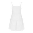 thumbnail image 6 of Efsteb Girl Summer Dresses Boho Sleeveless Spaghetti Strap Dress A-Line Swing Flowy Ruffle Tiered Sundress (White,13 Years), 6 of 7