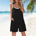 thumbnail image 4 of ShomPort Womens Overall Shorts with Pockets Summer Casual Sleeveless Loose Spaghetti Strap Jumpsuit Shorts Beach, 4 of 6