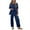 Navy blue, variant on Women's 2 Piece Travel Outfits Casual Short Sleeve Knit Tops &Wide Leg Pants