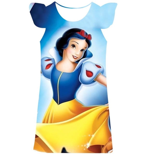 Vestido de Blancanieves para niños, ropa de primavera y verano con cuello redondo para niños, ropa de moda de la serie Disney para niñas, vestidos informales de 1 a 10 años y 6 meses Gao Jinjia LED