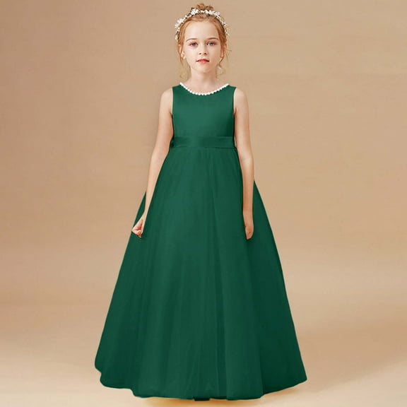 Kids Dress Girls Short Sleeves Green Girls Fall Winter Dresses Girls Birthday Dress Christmas Dress 7-8 Years