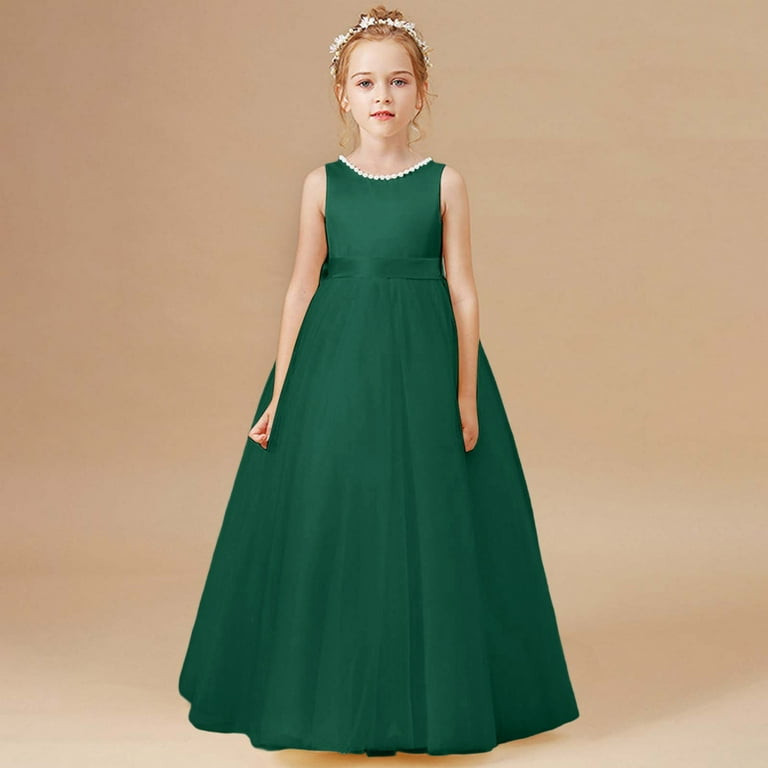 emerald green dress teenager Dideyttawl Dark Green Teens Cocktail Party Dress Birthday Dress For Girls Puffy Tulle Prom Ball Gown with Train, Dark Green / 6 main image 1