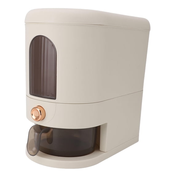 YAHHU 5kg Rice Dispenser with Sealed Lid, Damp‑Proof Large Grain Container & Measuring Cup – Durable White Storage Bucket