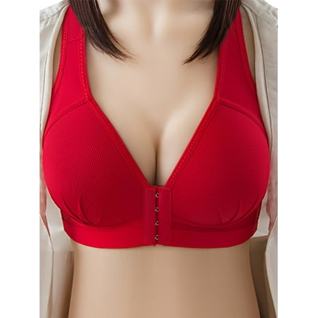 

Xuanfei Women Rib Front Buckle Backless Push Up Full Coverage Bra