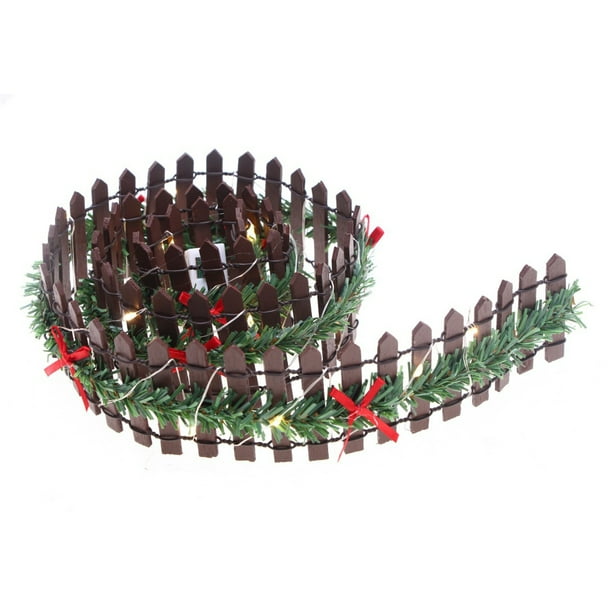 Naiovety Paneles mágicos en miniatura, árbol, pueblo vacacional, paisaje, jardín, LED, mini árbol, cerca, cerca, cerca hecha a mano con Kits de decoración para fiestas café