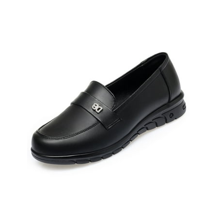 

UKAP Women Comfort Flats Driving Leather Shoe Work Slip On Loafers Black 7