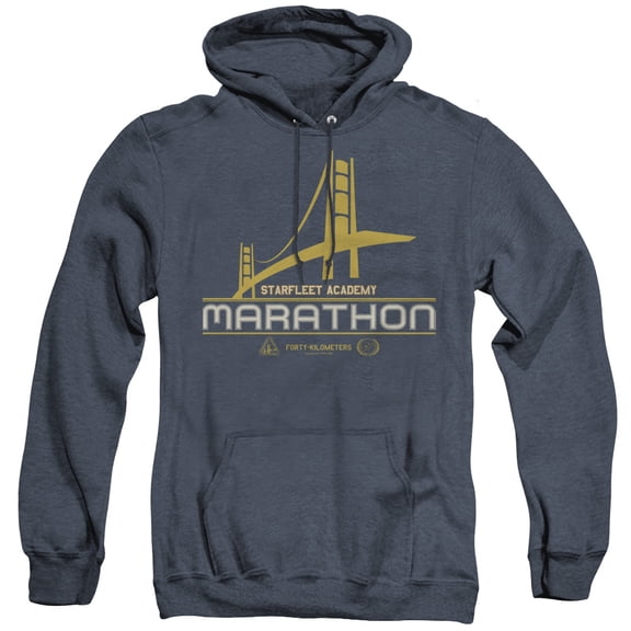 Star Trek Marathon Logo Adult Heather Hoodie Sweatshirt Navy