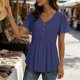 thumbnail image 5 of Camiseta de Encaje de Manga Corta de Cuello Alto para las Mujeres Muñeca de Manga Corta Botón para las Mujeres, Cintura Cinching V-Cuello de Verano Top, 5 of 9