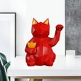 thumbnail image 3 of Estatua de Gato Geométrica Zulema Figura Gato de la Suerte Rojo, 3 of 5