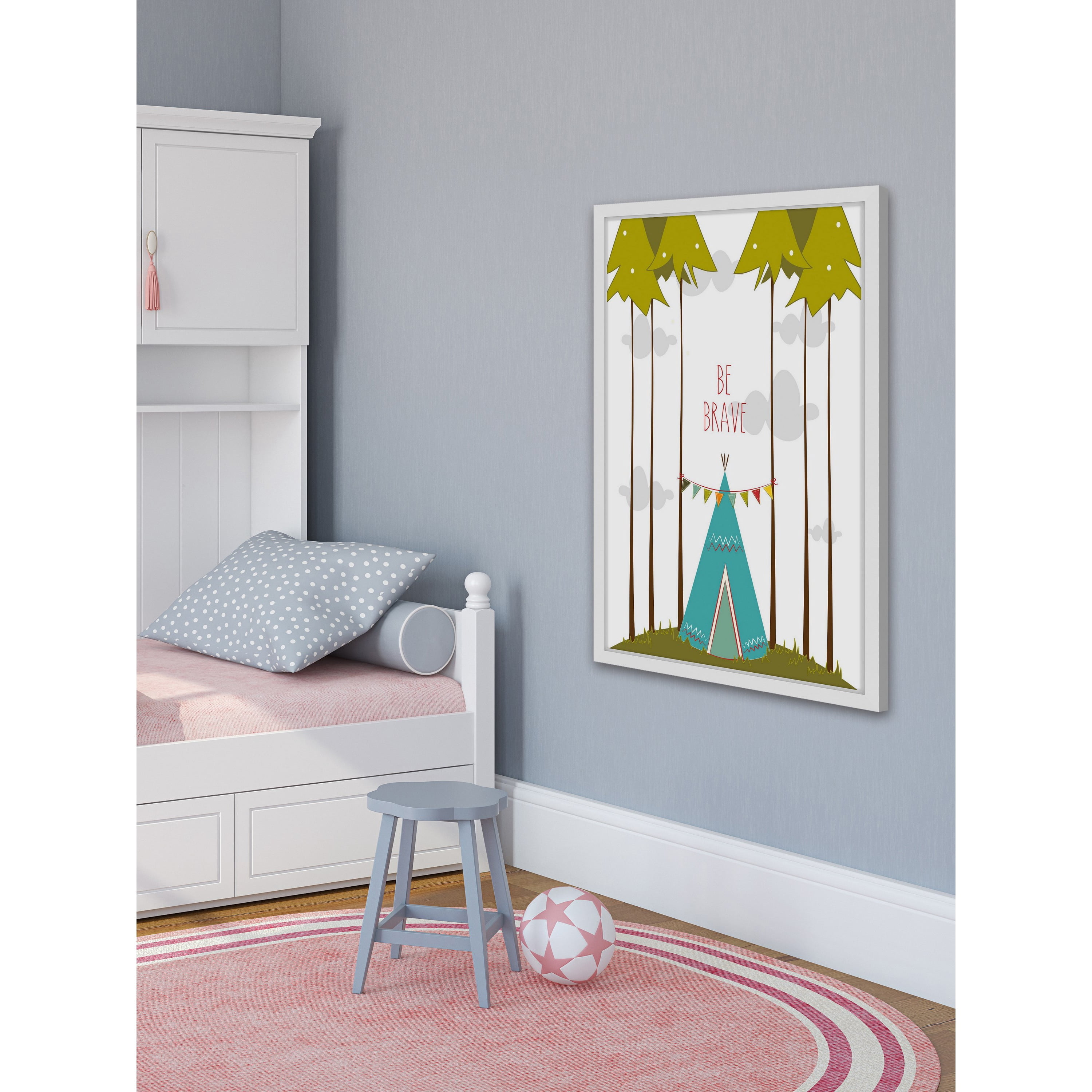 Marmont Hill Blue Teepee 16-Inch x 24-Inch Framed Wall Art