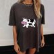 thumbnail image 2 of Moda mujer Casual cuello redondo manga corta impreso Tops camiseta señoras blusa suelta Pompotops hkajfhjk458380, 2 of 7