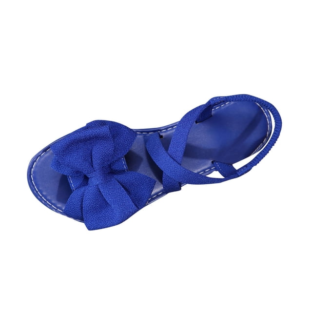 Sandales à Bout Ouvert pour Femmes, Détail Nœud, Talon Bas, Bride Réglable, Matériau Doux, Style Décontracté d'Été