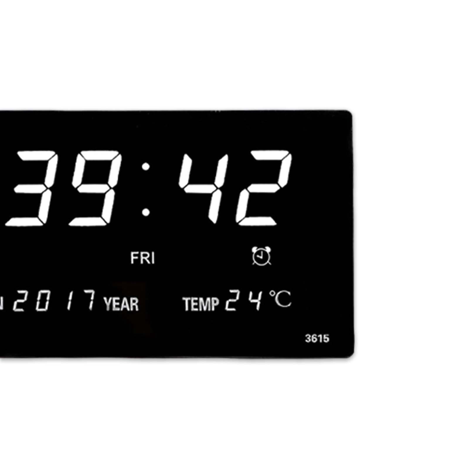 Reloj de pared LED eléctrico Carga USB Temperatura Decoración Números grandes Relojes de Reloj despertador para tienda Niñas Blanco