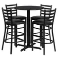 thumbnail image 3 of Emma + Oliver 30RD Black Table Set-X-Base & 4 Ladder Back Stools,Black Seat, 3 of 7
