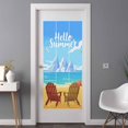 thumbnail image 2 of Summer Beach Seaside Window Privacy Film, Blue Beige Coastal Ocean Sea Birds Static Cling UV Sun Blocking Tint Film Heat Control Windows Films for Bedroom Bathroom, Window Stickers 35.4"x78.7", 2 of 7