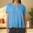 thumbnail image 2 of Women's Fashion Solid Color Printed Casual Comfort Women's Pleated Shirt 1, 2 of 2