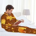 thumbnail image 6 of Sikiie Dinosaurs and Leaves Mens Pajama Set, Soft Warm Long Sleeve Sleepwear, Cozy Button-Down Pjs for Men-Medium, 6 of 7