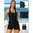 thumbnail image 2 of Charmo One Piece Tummy Control Swimsuits Womens Boyleg Sports Swimwear Racerback Bathing Suits for Women, 2 of 8