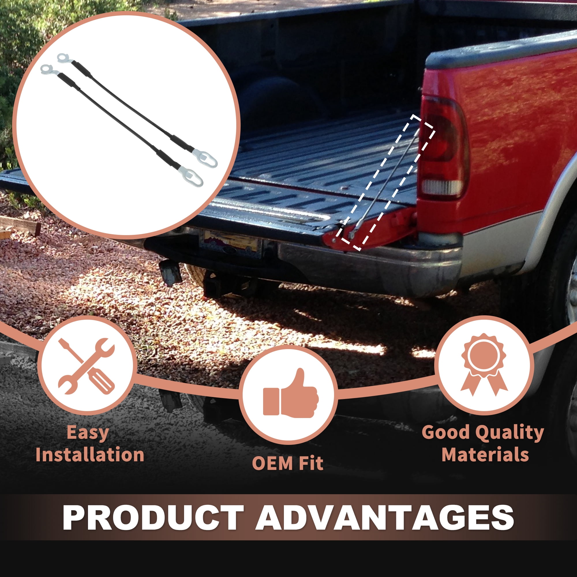 Unique Bargains Great Useful Tailgate Support Cables for Ranger 1983-1992 Lift Cable