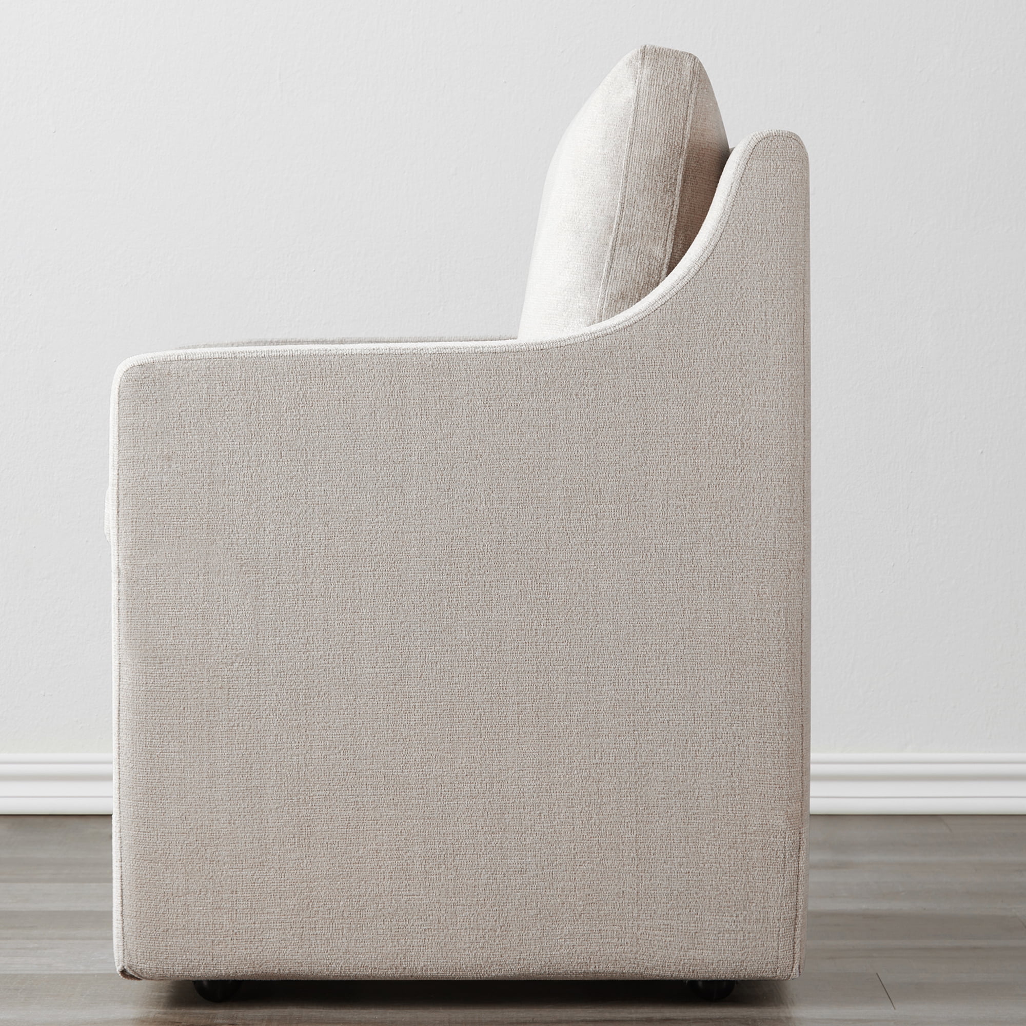 Spruce & Spring Upholstered Dining Chair with Hidden Casters, Removable Slipcover and Under-Seat Storage, Single, Beige