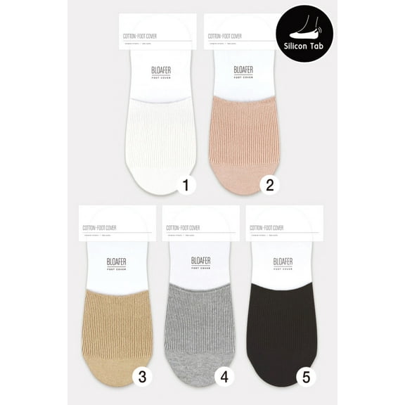 Women's No Show Bloafer Foot Cover Socks - 5 Pair Set