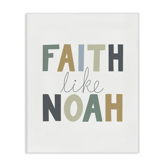 Stupell Industries Faith Like Noah Religious Painting Gallery Wrapped Canvas Art Print Wall Art, 16 x 20