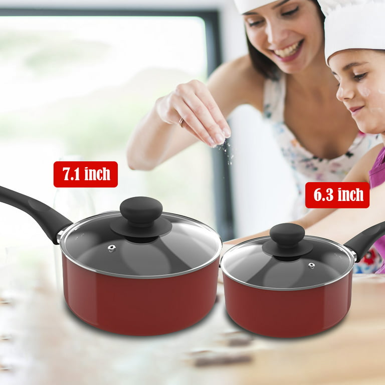 Choice 8-Piece Aluminum Cookware Set with 2.75 Qt. and 3.75 Qt. Sauce Pans,  3 Qt. Saute Pan with Cover, 8 Qt. Stock Pot with Cover, and 8 and 10  Non-Stick Fry Pans