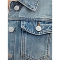 thumbnail image 5 of INSPIRE CHIC Women's Coat Jean Flat Collar Button Down 3/4 Sleeve Washed Cropped Denim Jacket S Light Blue, 5 of 6