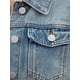 thumbnail image 5 of Abrigo de mujer INSPIRE CHIC, chaqueta de mezclilla con cuello plano, botones, mangas 3/4, lavado, cropped, talla S, azul claro, 5 of 6
