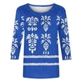 thumbnail image 2 of Cilsoka Womens Floral Print Tee Shirts Plus Size 3/4 Sleeve Tops Crew Neck Vintage Peasant Tunic Dressy Casual Tshirt Blouses, 2 of 4