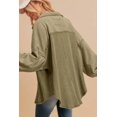thumbnail image 2 of Women's Oversized Moss Green Patchwork Buttoned Waffle Knit Shacket - [ZhiHiMeRi] | (US 20-22)2XL,Moss Green, 2 of 6