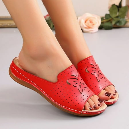 

Christmas Fashion Ladies Flat Hollow Slippers Roman Style Spring And Summer Sandals