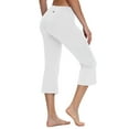 thumbnail image 2 of BALEAF Women Flare Capri Leggings with Pockets Yoga Pants Bootcut Casual Cotton Work Summer Lounge 21" White M, 2 of 6