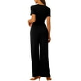 thumbnail image 3 of INSPIRE CHIC 2 Piece Outfits for Women's Shrot Sleeve Front Twist Top Wide Leg Pants Lounge Sets Tracksuits XL Black, 3 of 5
