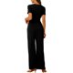thumbnail image 3 of INSPIRAR CHIC Conjuntos de 2 Piezas para Mujeres, Top de Manga Corta con Torcedura Frontal y Pantalones Anchos, Conjuntos de Lounge, Trajes XS Negro, 3 of 5