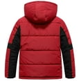 thumbnail image 2 of Chrisuno Boy's Casual Waterproof Ski Snow Jacket Hooded Fleece Lined Windproof Winter Puffer Jacket Red&Black 8, 2 of 5