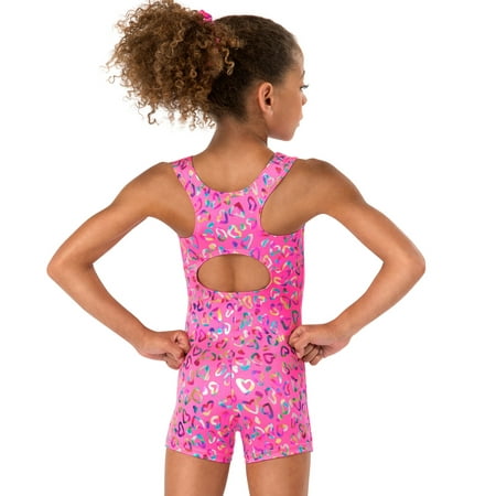 Discount Heart - Child and Toddler Foil Heart Tank Gymnastics Biketard