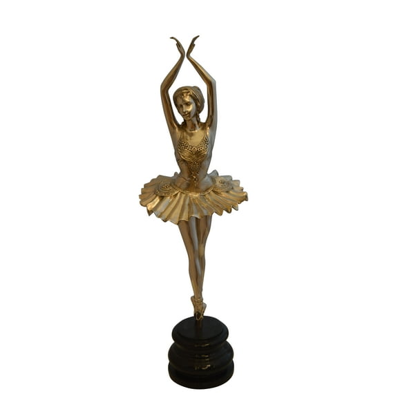 Ballerina Bronze Statue With Silver Finish -  Size: 10"L x 10"W x 35"H.