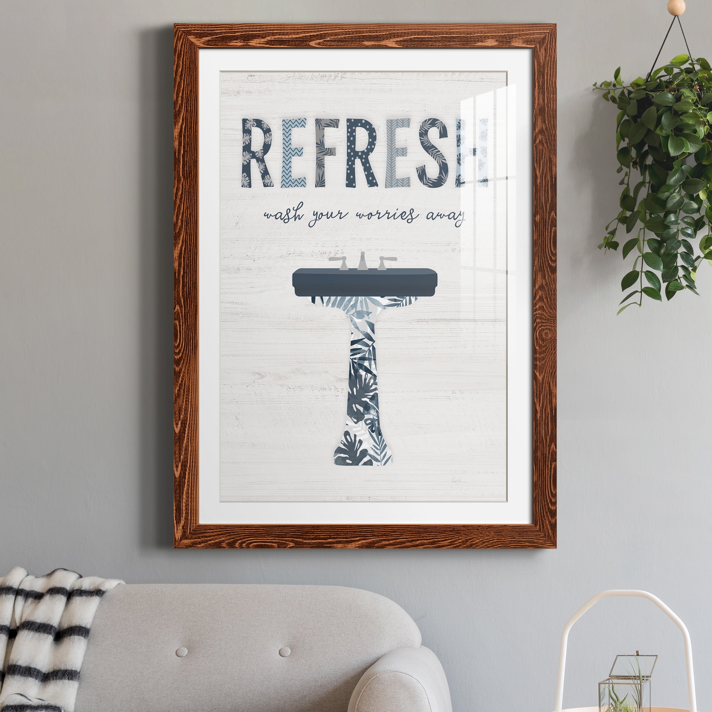 Palm Bath II - Premium Framed Print - Distressed Barnwood Frame - Ready to Hang