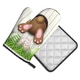thumbnail image 2 of Xecao Brown Bunny Pattern Oven Mitts and Pot Holders Sets Heat Resistant Silicone Oven Mittens Extra Thicken Long Kitchen Cotton Oven Glove for Cooking, 2 of 7