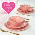 thumbnail image 2 of Paris Hilton Heiress Collection 12-Piece Stoneware Dinnerware Set, Plates & Bowls Dish Set, Service for 4, Microwave & Dishwasher Safe, Rose Pink with Scalloped Ruffle Rim, 2 of 8