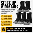 thumbnail image 3 of Men’s Work Crew Socks, Black Socks with Gray Toe and Sole, Midweight Breathable Socks, 6 Pairs, 3 of 9