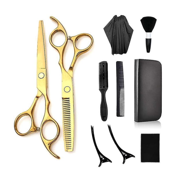 Juego de tijeras de corte de pelo de 10 piezas, kit de tijeras de corte de pelo profesional para peluquero, salón, hogar