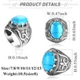 thumbnail image 2 of Retro Large Tiger Eye Stone Mens Ring Turquoise Vintage Ring for Men Oval Gemstone Stainless Steel Ring Size 7-13, 2 of 7